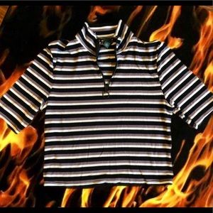 striped o-ring zipper crop top